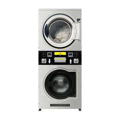 Space-Saving Stackable Coin Operated Washer Dryer Set - Upper Dryer & Lower Washer