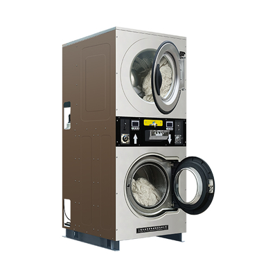 Space-Saving Stackable Coin Operated Washer Dryer Set - Upper Dryer & Lower Washer