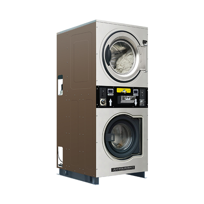 Space-Saving Stackable Coin Operated Washer Dryer Set - Upper Dryer & Lower Washer